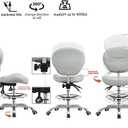 Kaleurrier Adjustable Stools Drafting Chair with Backrest & Foot Rest Tilt Back Swivel Seat Rolling Wheels for Studio Dental Office Salon and Counter Armless Tall Home Desk Chairs (Grey), Medium