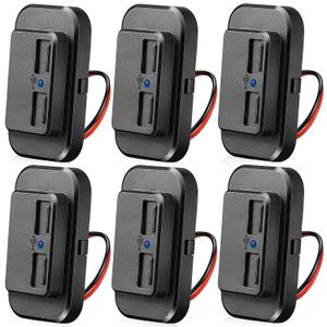 Frienda 6 Pieces 12V USB Automotive USB Panel Mount 12V USB Outlet Multi Switch Panel Car Outlet Socket Power Dual Port 12V 24V Quick Car Port for Cars Bus ATV RV Boat Truck, 3.1 A