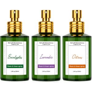 Room Spray Odor Eliminator 3 Pack, Natural Essential Oil Air Freshener Spray for Home Bathroom and Kitchen, Lavender, Citrus, Eucalyptus