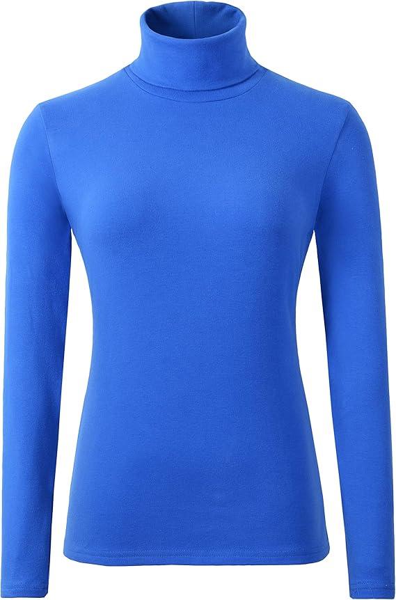 HieasyFit Women's Cotton Turtleneck Top Basic Layering Thermal Underwear(Blue XXL)