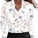 CORIRESHA Women's Elegant Cowl Neck Satin Blouse Long Sleeve Office Work Shirt Silk Top (White)