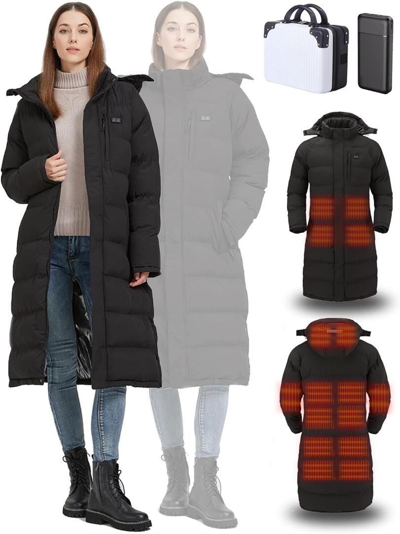 Windpost Heated Jackets for Women,Womens Heated Jacket 8 Heating Zones with 10000mAh Battery Pack,Heated Coats for Women XL
