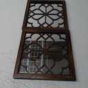 Wall Mirror Square Wooden Decorative Mirrors for Wall Farmhouse Living Room Hallway Entryway, 2 Pcs, 12inch x 12inch (Small, Brown)