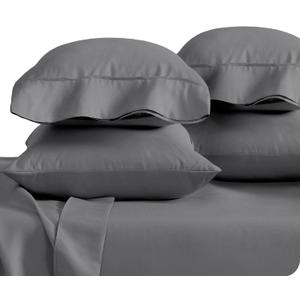 Bare Home Microfiber Bulk Pillow Cases - Standard/Queen Size Set of 4 - Cooling Pillowcases - Double Brushed - Grey Pillowcases 4 Pack - Easy Care (Standard - 4 Pack, Grey)