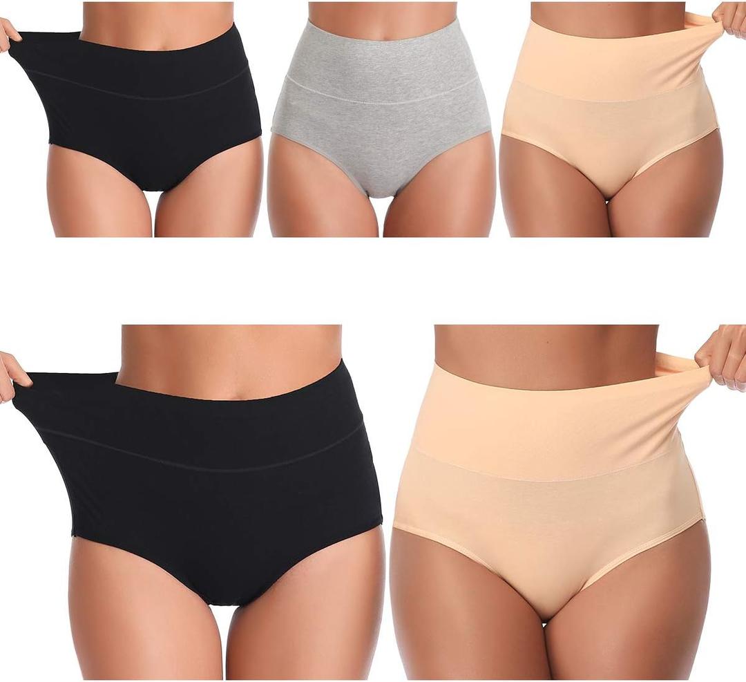 UMMISS Womens Underwear,Cotton High Waist Underwear for Women Full Coverage Soft Comfortable Briefs Panty Multipack (X-Large)