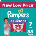 Pampers Diapers - Cruisers 360 - Size 7, 88 Count, Babyproof up to 100% Leakproof Pull-On Diaper