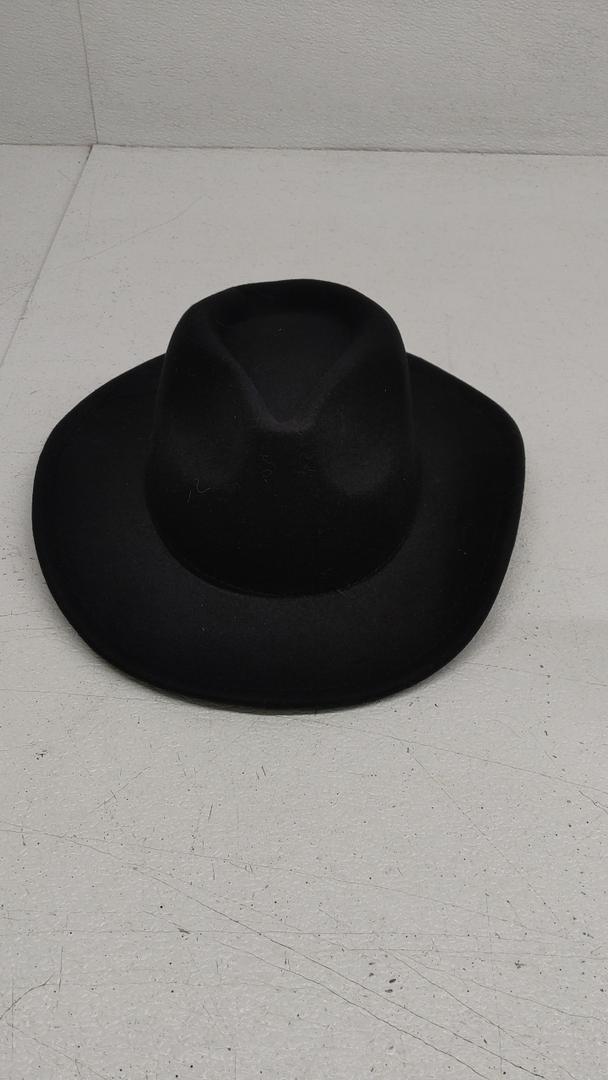 Womens Western Cowboy Hats Studded Pinched Western Cowgirl Hats Wide Brim Fedoras Hat (Size:Medium) (Black)
