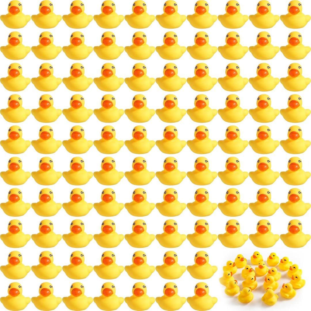 Teling 200 Pcs Mini Rubber Ducks in Bulk Yellow Small Rubber Ducks Bulk Tiny Squeak Duckies for Birthday Party Favor Gift(1.57 x 1.57 x 1.18 Inch)