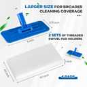 Maxdot 6 Pcs Scrub Pad Holder Threaded Swivel Floor Pad Holder with Pads, Heavy-Duty Joint Scouring, Versatile for Commercial Cleaning, Blue 9 x 3.75 Inch