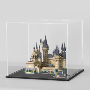 SVENJBB Acrylic Display Case, 10x8x9 Inch Cube Acrylic Boxes for Display, Clear Display Cases with Matte Black Base and Lid for Collectibles and Miniature Dollhouse