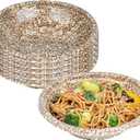 Restaurantware Bento Tek 10.1 Ounce Meal Prep Containers, 100 Disposable Take Out Bowls - Lids Sold Separately, Round, Brown And Blue Plastic Food Containers, Serve Poke, Noodles, Salads,