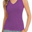 QUALFORT Women Wool Blend Sweater V Neck Sleeveless Tank Tops Knitted Shirt