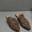 Tilocow Mules for Woman Comfortable Pointed Toe Backless Loafers Flat Mule Business Casual Shoes Slides Slip on (7.5, C Light Leopard Suede)