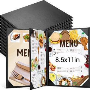 Skyygemm 16 Pcs Leather Menu Covers Holders for 8.5 x 11 Inches, Waterproof Four View Leather Dinner Menu Holder Covers for Restaurant, Hotel, Bar