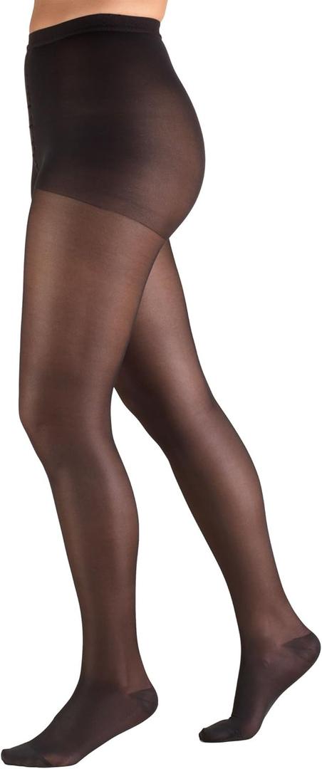 Truform 15-20 mmHg Compression Pantyhose, Sheer 20 Denier Women's Shaping Tights, Black, X-Tall