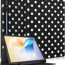 Wazzasoft for Samsung Galaxy Tab S9/S9 FE/S10/S10 FE/S10 Lite Case 10.9 Inch - Smart Folio Cover with Build-in Pencil Holder Women Girls Cute Design for Samsung Tablet S9 Cover 11 inch,Polka Dots