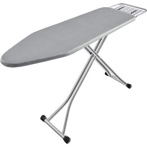 BKTD Ironing Board, Heat Resistant Cover Iron Board with Steam Rest, Non-Slip Foldable Ironing Stand. Heavy Sturdy Metal Frame Legs Iron Stand(13 * 34 * 53 Inches) (Silver Gray)