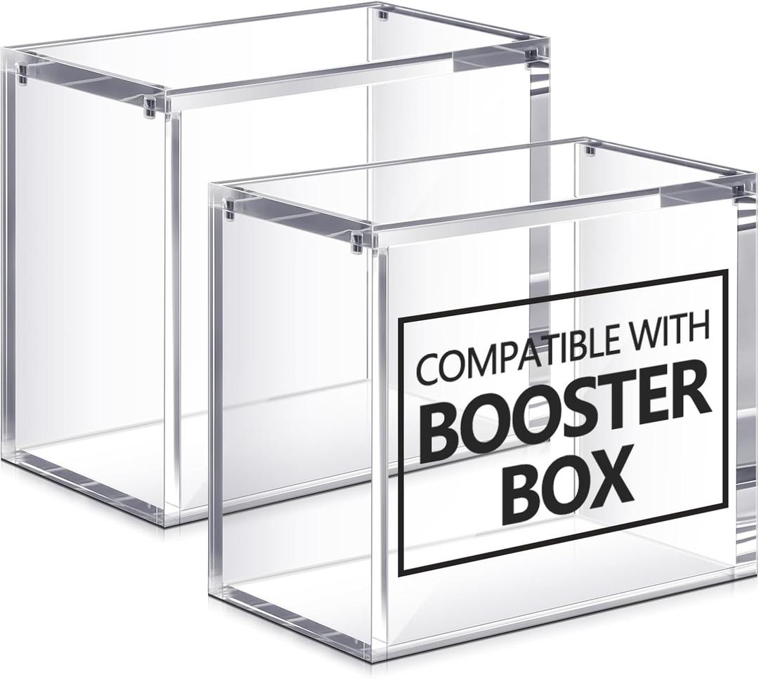 2 Pcs Acrylic Magnetic Case Compatible with TCG Booster Box Protective Case Stackable 4mm Thick Magnetic Closure Box Gifts for Collectors, Cards Not Included (Booster)