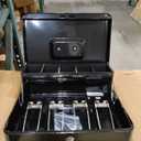 Amazon Basics Cash Box with Lock Key, Money Organizer Tray, 11.81" x 9.45" x 3.54", Black