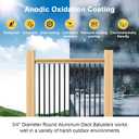 CKE 100 Pack 32" Round Aluminum Deck Balusters, 3/4" Diameter Hollow Round Black Aluminum Balusters for Deck Railing, Metal Deck Baluster Stair Spindles with Screws/Conectors for Railing Fencing R32