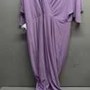 KOH KOH Formal Short Sleeve Cocktail Flowy V-Neck Gown, Purple, 2XL