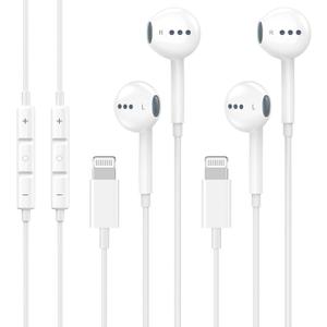 2 Pack Wired Headphones for iPhone Earbuds with Built-in Microphone & Volume Control HiFi Stereo Nosie Reduction Earphones for iPhone 14 13 12 11 Pro Max XS XR X 8 7 6, Support All iOS
