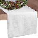 Christmas Table Runner, Faux Fur Table Runner Winter Snowy Soft Elegant White Table Runner for Christmas Table Decorations Bed Cabinet Shelf