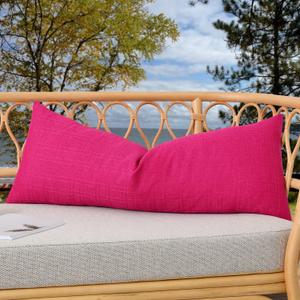 Kevin Textile Outdoor Waterproof Long Lumbar Pillow Cover 14x36 Inch Pack of 1 Checkered Decorative Rectangle Cushion Throw Pillowcases Shell for Patio Tent Garden Couch Bed Sofa Hot Pink