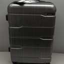 Coolife Medium Checked Luggage Hardside PC+ABS Suitcase with TSA Lock, Lightweight Rolling Carry On with Spinner Wheels(Charcoal, 24in)