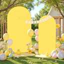 Yellow Arch Backdrop Cover, Set of 2 Spandex Fitted Stretchy Arch Stand Covers, 2-Sided Round Top Chiara Backdrop Cover for Birthday Party Ceremony Banquet Baby Shower Anniversary Decoration