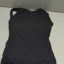 SUUKSESS Women Padded Open Back Boat Neck Tank Tops Double Lined Basic Shirts (Black, XS)
