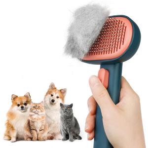 Aumuca Skin Friendly Self-Cleaning Slicker Brush for Dogs & Cats, Gentle Pet Grooming Tool for Shedding & Deshedding, Efficient Hair Remover for Long & Short Haired Pets (Green)