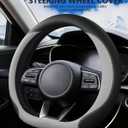 D-Shape Steering Wheel Cover for Kia - Custom Fit Sportage/Sorento/Telluride/EV6, Flat Bottom Non-Slip Grip & Easy Install (Grey)