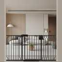 WAOWAO Baby Gate 52.76-62.2" Extra Wide Pressure Mounted Walk Through Swing Auto Close Safety Black Metal Toddler Kids Child Dog Pet Puppy for Stairs,Doorways,Kitchen (52.8-61.8"/134.11-156.97cm)