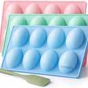 Silicone Egg Molds for Baking 3 Pack 24 Cavity Food-Grade Chocolate Molds Baking Candy Jello Mold Set Non-stick Egg-Shaped Easter DIY Baking Supplies for Cake Ice Cream Dessert Ice Cube Pastry