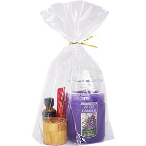 Wowfit 50 CT 12x16 inches Large Clear Bottom Gusset Cellophane Gift Bags with 6" Gold Twist Ties, Cello Packaging for Baby Showers, and Wedding Gift Wrapping