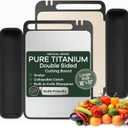 PURE-PREP Titanium Cutting Board - Double-Sided Design with Titanium Cutting Board and Wheat Straw PP for Kitchen Use - Chopping Board with Collapsible Catch, Grater, Knife Sharpener - Large 16x11