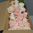 Jexine, 10 Bouquets Artificial Rose Flowers, 120 Pcs, Pink and White, Silk, DIY Bride, Home, Wedding Party Decorations