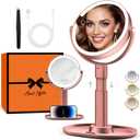B Beauty Planet Makeup Mirror with Lights, Lighted Magnifying Mirror 30X with 3 Lighting and Adjustable Brightness, 2-Sided Height Adjustable Vanity Mirror for Bathroom, Gifts for Women Rose Gold