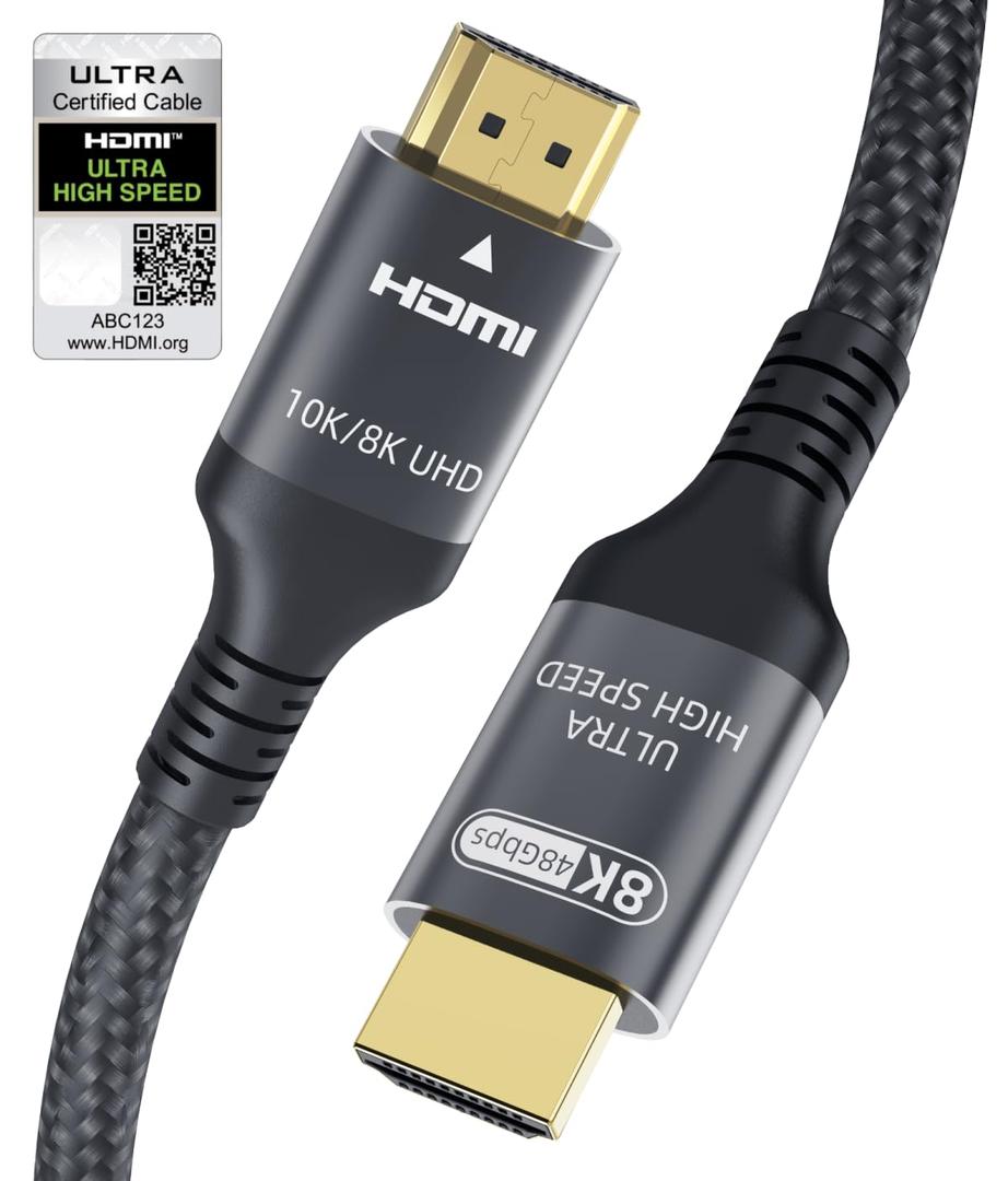 Certified 10K 8K HDMI 2.1 Cable 5 FT, 48Gbps Ultra High Speed HDMI Cord Ethernet CEC 4K 240Hz 165Hz 144Hz 120Hz 8K 60Hz eARC Netflix HDCP2.3 HDR10+ PC Laptop RTX5090 TV Monitor Projector X-box PS5