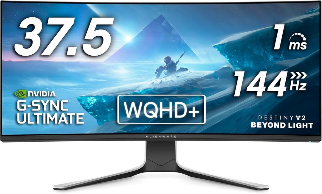 Alienware Ultrawide Curved Gaming Monitor 38 Inch, 144Hz Refresh Rate, 3840 x 1600 WQHD , IPS, NVIDIA G-SYNC Ultimate, 1ms Response Time, 2300R Curvature, VESA Display HDR 600, AW3821DW - White