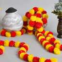 5 PC - 5 feet Marigold Garland |Indian/American Wedding Party Mantle Decoration, Faux Garlands Wedding Garland, Diwali Decoration, Spring Bush Floral! (Red & Yellow Mix)
