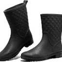 HISEA Rain Boots for Women, Lightweight Fashion Rubber Boots Mid Height Waterproof Garden Shoes Women's Rain Footwear (8, Black)