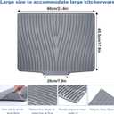 Extra Large Silicone Dish Drying Mat with Drain Lip 23.6" x 17.9" Non-Slip, Heat Resistant, Quick Dry Self-Draining Kitchen Counter Protector, Grey
