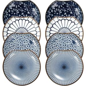 Goaste 8 Pack Ceramic Spoon Rest, 4.7" Cooking Utensil Rest Holder, Stackable Kitchen Gadget Spoon Cradle for Stove Top, Kitchen Counter, Housewarming Gifts, Vintage Blue