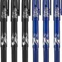 Pilot FriXion Ball 0.7mm Erasable Gel Pens, Fine Point, 3 Black Pens & 3 Blue Pens (6 PACK)