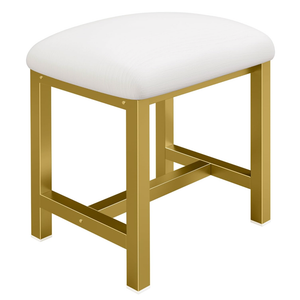 Small Vanity Stool, Cute Vanity Stools with Cushion, White Gold Makeup Vanity Chair for Small Spaces, Living Room, Bedroom, Bathroom, Entryway, Ottoman Foot Rest for Couch Sillas Modern