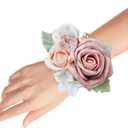 Set of 2 Wrist Corsage Wristlet for Wedding Bridesmaid Mother Grandmother for Bridal Shower Wedding Artificial Roses Flower Prom Dusty Blush Pink