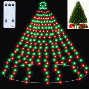 Christmas Tree Lights Red and Green Christmas Lights Outdoor Indoor 280Led 10 Lines with 8 Lighting Modes, Timer and Remote Control, Fairy Lights for Wedding Home Party 4Ft - 7Ft Xmas Tree Decorations