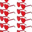 12 Pairs Heart Shaped Sunglasses Candy Color Rimless Fun Heart Glasses for Women Party Favors (Red)